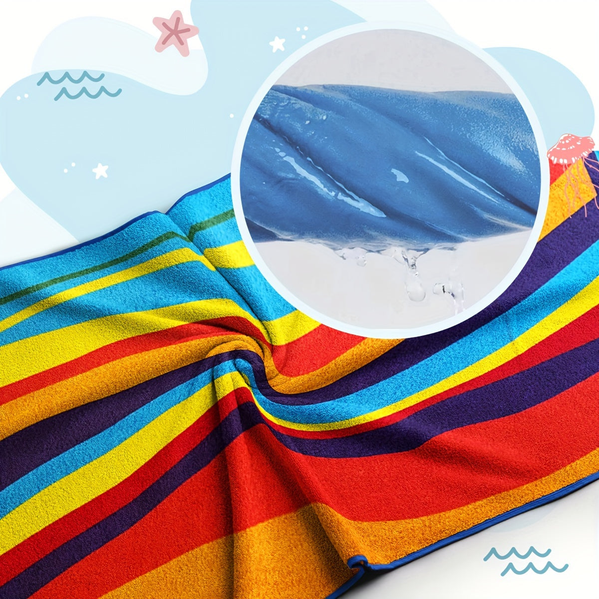 Extra Large Striped Beach Towel – Ultra-Soft Microfiber, Quick-Dry & Sand-Free, Ideal for Travel, Yoga, Camping, and Swimming, Machine Washable