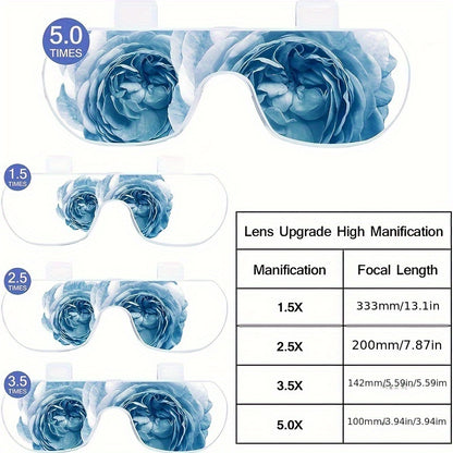 Lightweight Head-Mounted Reading Magnifying Glass with Light - 4x Lenses for Reading Books & Newspapers
