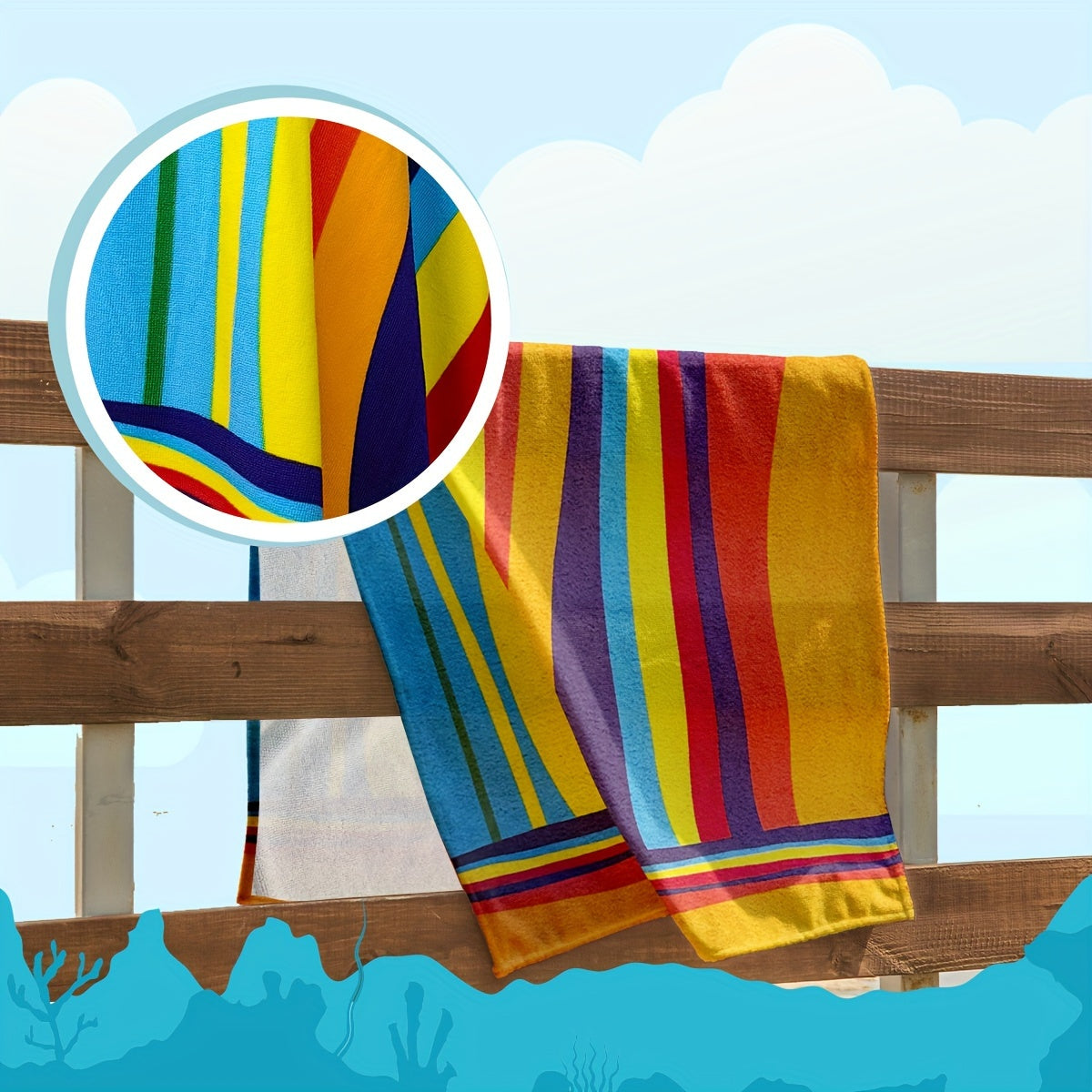 Extra Large Striped Beach Towel – Ultra-Soft Microfiber, Quick-Dry & Sand-Free, Ideal for Travel, Yoga, Camping, and Swimming, Machine Washable