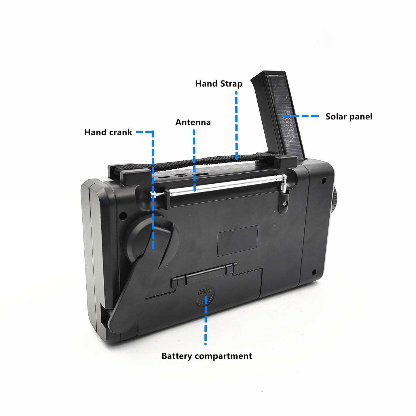 Solar & Hand Crank Emergency Radio – AM/FM/SW Bands, LED Flashlight, SOS Alarm, Phone Charger for Outdoor Survival