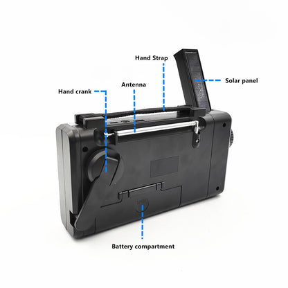 Solar & Hand Crank Emergency Radio – AM/FM/SW Bands, LED Flashlight, SOS Alarm, Phone Charger for Outdoor Survival