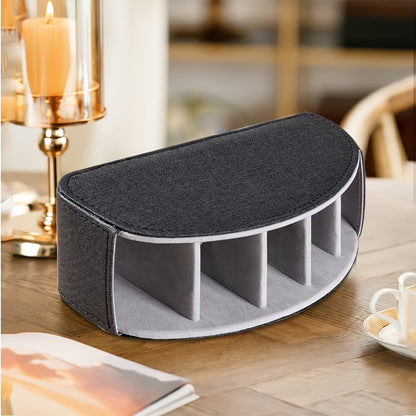 5 Slot PU Leather Remote Control Holder – Sleek Tabletop Caddy for TV Remotes and Desk Organizer, Perfect for Bedside Storage