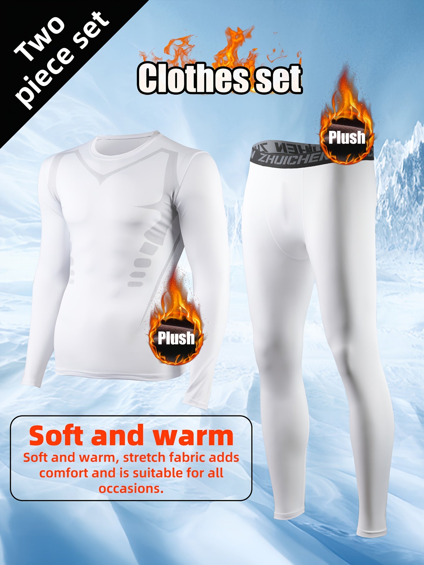 Men's Thermal Compression Base Layer Set - Moisture-Wicking Sports Long Sleeve & Leggings for Running & Fitness