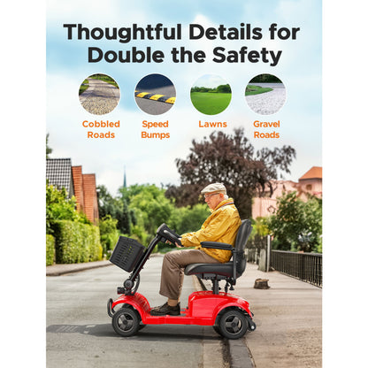 ENGWE Folding 4-Wheel Mobility Scooter - 250W 24V Motor, 15 Miles Range, Detachable Basket, Front Light, 265lbs Max Weight, Ideal for Adults, Halloween and Christmas Gifts