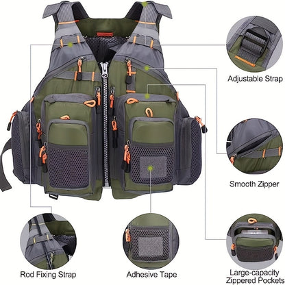 Multi-Pocket Oxford Cloth Fishing Buoyancy Vest – Breathable Mesh, Adjustable Strap, Comfortable Fit – Perfect for Fly Bass Fishing, Outdoor Activities and Water Sports for Men and Women
