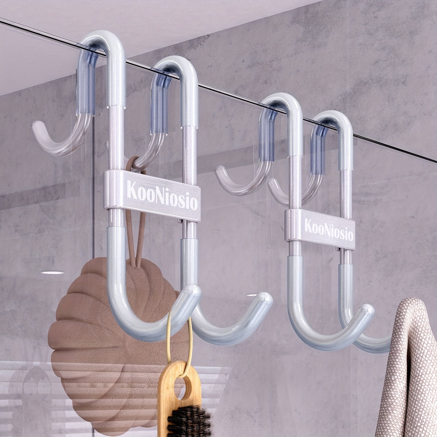 1/2/3Pcs Shower Door Hooks - Metal Hanging Hook for Clothes, Coats & Towels, Multifunctional Strong Bearing Bathroom Glass Door Hook
