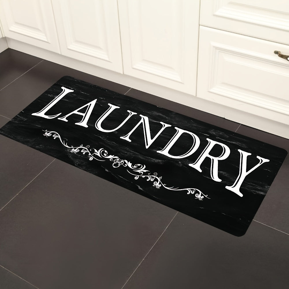 Black and White Text Pattern Rug – Soft, Comfortable, Waterproof Non-Slip Floor Mat, Absorbent and Machine Washable for Kitchen, Living Room, Bedroom, Hallway, Bathroom