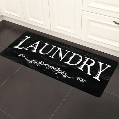 Black and White Text Pattern Rug – Soft, Comfortable, Waterproof Non-Slip Floor Mat, Absorbent and Machine Washable for Kitchen, Living Room, Bedroom, Hallway, Bathroom