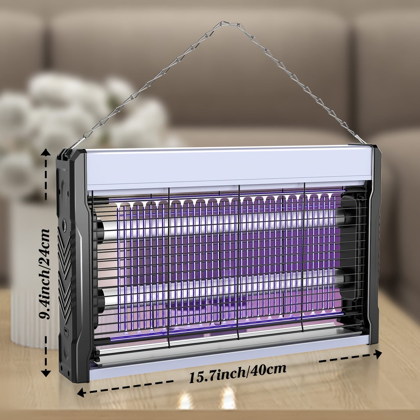 Electric Bug Zapper – Mosquito Killer with Hanging Chain, Removable Collection Tray, USB-Powered for Indoor and Outdoor Use – Ideal for Home, Office, and Warehouse