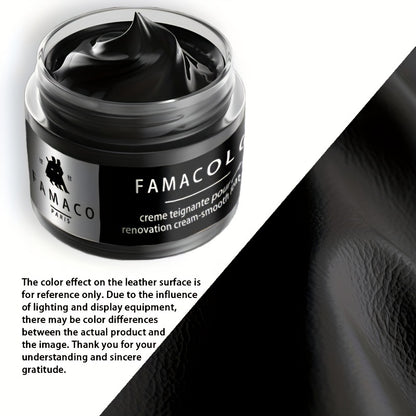 FAMACOL Leather Color Restorer Cream – 1.69oz Black Dye for Leather Repair & Refurbishment, Non-Toxic for Sofa, Shoes, Bags