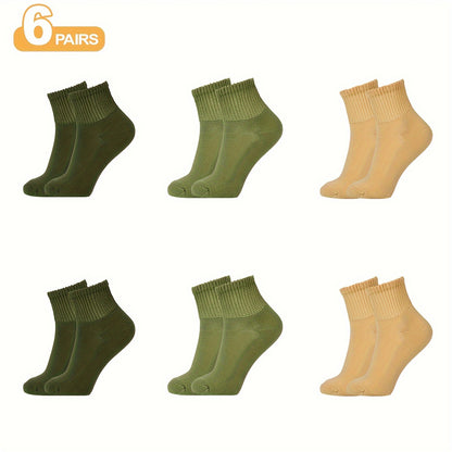 6 Pairs Unisex Diabetic Crew Socks – Cushioned Sole, Seamless Toe, Non-Binding Top, Breathable Knit Fabric Blend of Polyester, Nylon, and Spandex