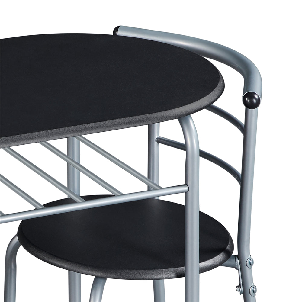 Costoffs Modern Round Compact Dining Table and 2 Chairs Set - Space-Saving Table Set for Kitchens, Apartments, and Dorm Rooms