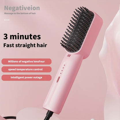 Mini Hair Straightening Comb - 4 Temperature Settings, Quick Heat Ceramic Heating, Anti-Hot Design, Automatic Power Off, LED Display - Professional, Portable for Home and Travel, Ideal Gift for Women