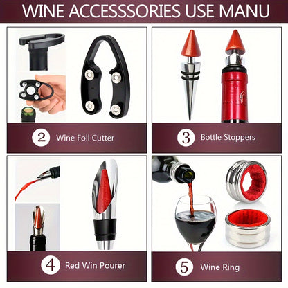 Set of 5 Stainless Steel Wine Openers - Durable and Versatile Kitchen Tools, Perfect Gift for Wine Lovers, Suitable for Birthdays, Christmas, Halloween and Thanksgiving