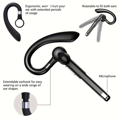 Mosyxe Wireless Business Headset - 120 Hour Standby, Built-in Microphone for iPhone & Android Phones