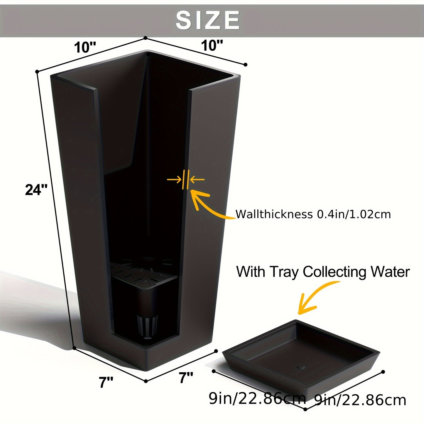 2pcs 24 Inch Outdoor Planters – Tall V-Shape Garden Flower Pots – Large Indoor & Outdoor Planters – Black