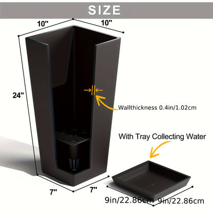 2pcs 24 Inch Outdoor Planters – Tall V-Shape Garden Flower Pots – Large Indoor & Outdoor Planters – Black