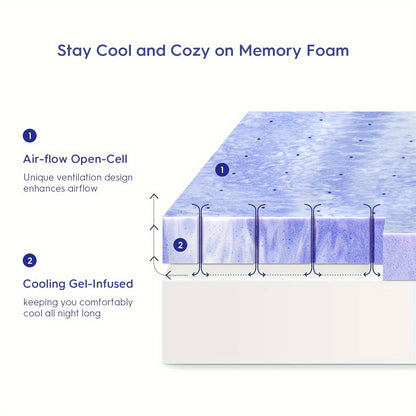 Cooling Gel Infused Memory Foam Twin Mattress Topper: Ventilated Swirl Foam Pad for Pressure Relief & Back Pain,  Bed Topper for Body Support, CertiPUR-US Certified