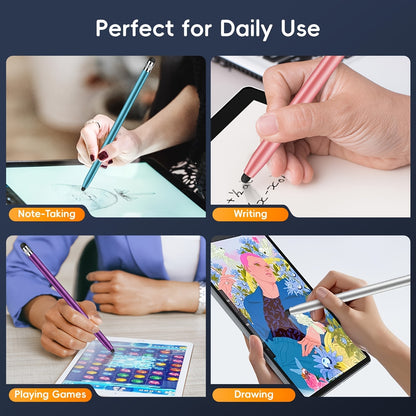 6pcs 2 in 1 High Sensitivity Capacitive Stylus Set with 12 Extra Replaceable Rubber Nibs for Android Tablets and Touch Screen Devices