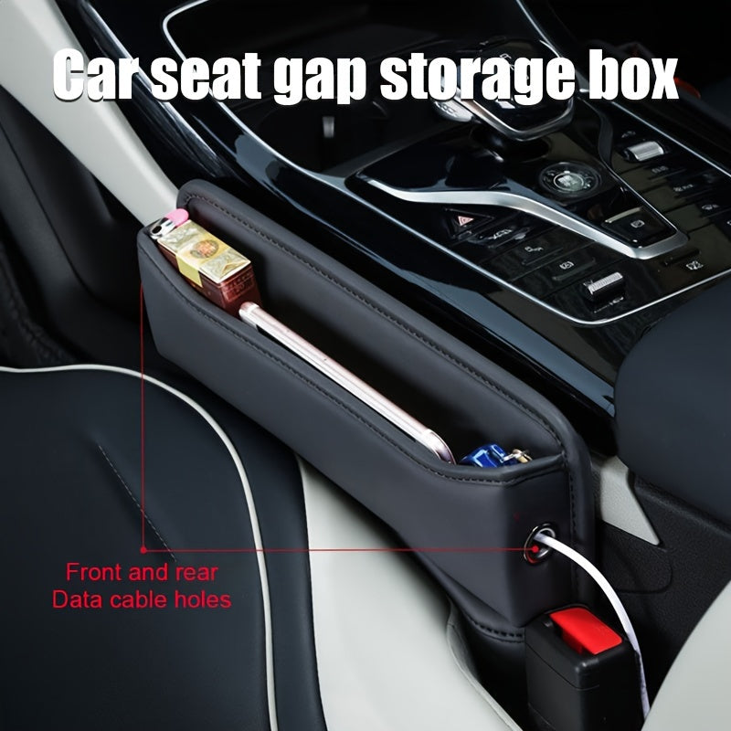 Universal Fit Premium PU Leather Car Seat Gap Organizer – Spacious Storage Box with Cup Holder & Console Side Pocket for Clutter-Free Vehicle Interior
