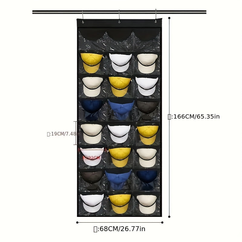 Wall-Mounted Hat Storage Bag – Hanging Multi-Pocket Organizer for Back Door & Household Use
