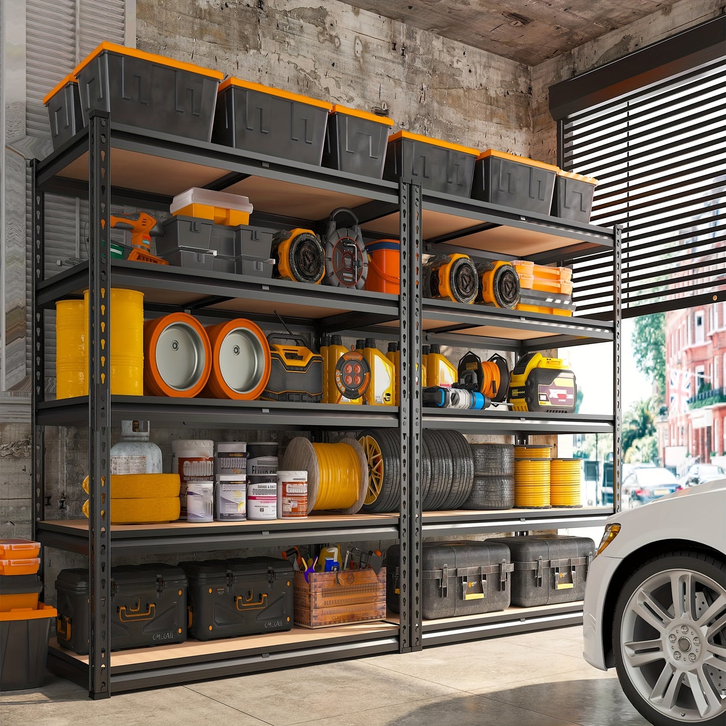Heavy Duty 2000LBS 5-Tier Garage Shelving Unit – Adjustable Metal Storage Rack, 35.5"W x 72"H x 15.8"D – Ideal for Garage, Basement, and Pantry