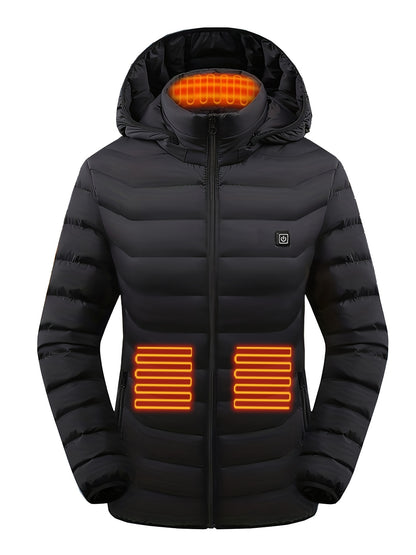 Women's Waterproof Heated Jacket - USB Electric with 3 Heating Levels & 9 Zones for Outdoor Camping, Hiking & Skiing (Battery Pack Not Included)