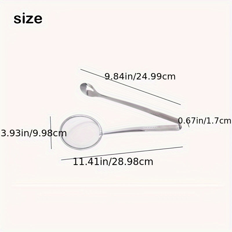 Stainless Steel Frying Oil Strainer Spoon - High Temperature Food Filter with Clip and Clamp - Kitchen Colander for Frying, Eid Al-Adha Gift Idea
