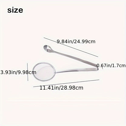 Stainless Steel Frying Oil Strainer Spoon - High Temperature Food Filter with Clip and Clamp - Kitchen Colander for Frying, Eid Al-Adha Gift Idea