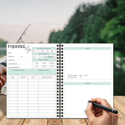 Fishing Record Book - 50 Page Spiral Log Book for Men and Women, Perfect Fishing Gift