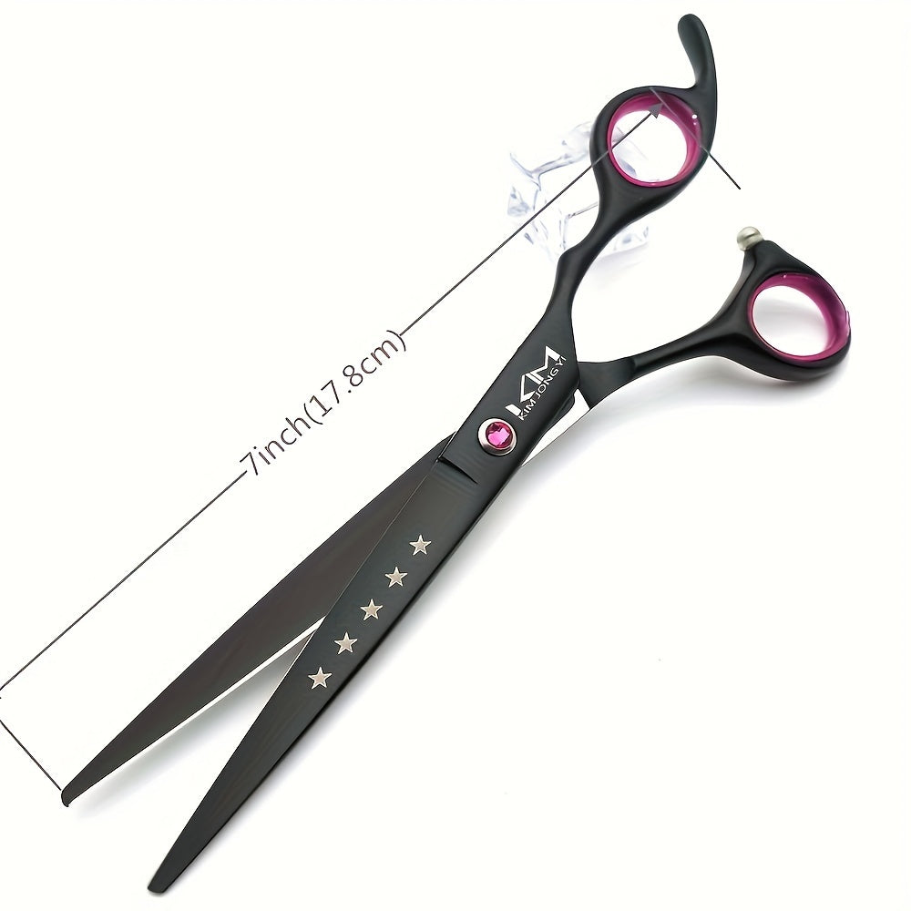 4pcs Professional 7-Inch Dog Grooming Scissors Set - Straight, Thinning, Curved, and Chunkers with Comb