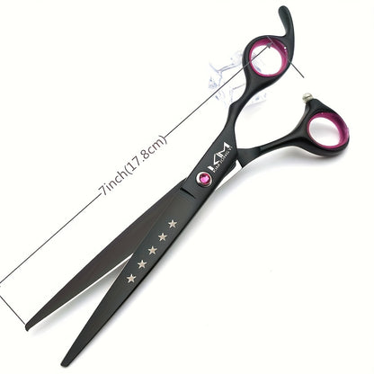 4pcs Professional 7-Inch Dog Grooming Scissors Set - Straight, Thinning, Curved, and Chunkers with Comb
