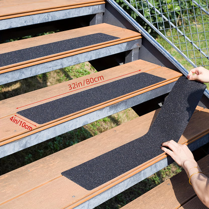 10 Pack Non-Slip Outdoor Stair Treads – Heavy-Duty Rubber Traction Grip Tape for Stairs & Decks