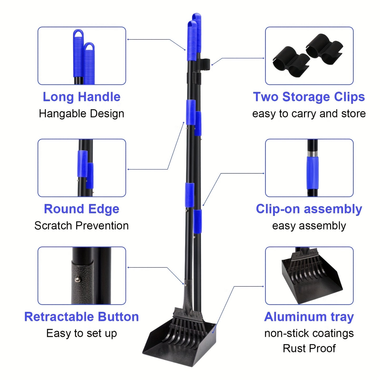 Ultimate Pet Pooper Scooper Set - Adjustable Stainless Steel Long Handle, Durable Tray and Rake - Easy Pick-Ups for Large, Medium, Small Dogs - Convenient, Sanitary, Easy to Clean