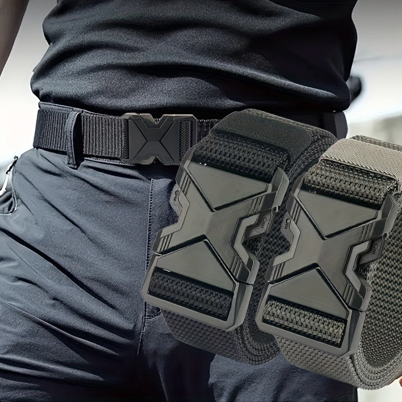 Men's Canvas Belt – Sporty Style with Quick-Release Plastic Buckle, Casual Training & Jeans Accessory