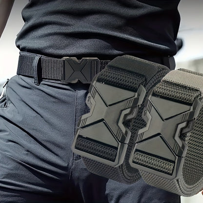 Men's Canvas Belt – Sporty Style with Quick-Release Plastic Buckle, Casual Training & Jeans Accessory