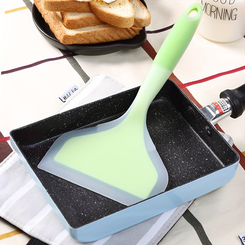 Premium Tamagoyaki Silicone Spatula - Heat-Resistant, Non-Stick with Wide Mouthed Ergonomic Grip - Ideal for Pizza, Frying, Grilling, Pancakes, Fluorescent Green, Eid Al-Adha Mubarak