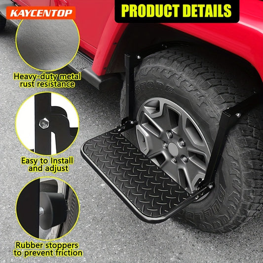 Universal Tire Step for Pickup Trucks & SUVs – Adjustable Auto Step for Tires 10.2'' to 14.4'', Non-Slip Coating, 300lbs Capacity