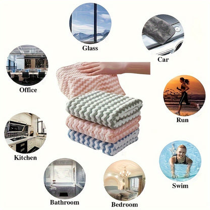 5 Pack Ultra-Soft Microfiber Dish Cloths – Super Absorbent, Machine Washable Towels – Multipurpose for Kitchen, Bathroom, Car, and Window Cleaning