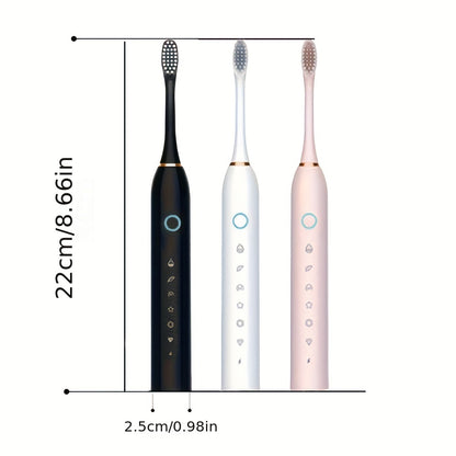 Smart Electric Toothbrush – 6 Modes, 42,000 VPM, Smart Timer, Rechargeable USB, Includes 4/8 Replacement Heads, Sonic Toothbrush for Adults, 3 Colors, Perfect Father's Day Gift