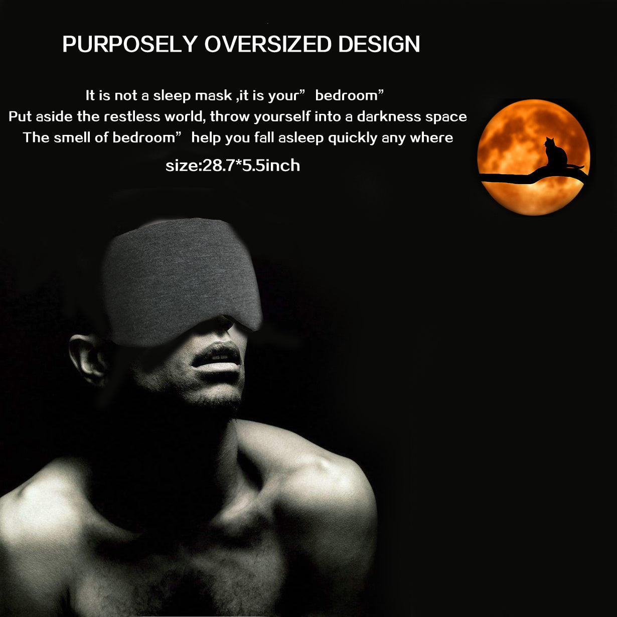 Luxury Oversized Cotton Eye Mask – Adjustable Comfort Sleep Blindfold with Nose Pad, Soft, Reusable, Ideal for Total Darkness and Uninterrupted Rest