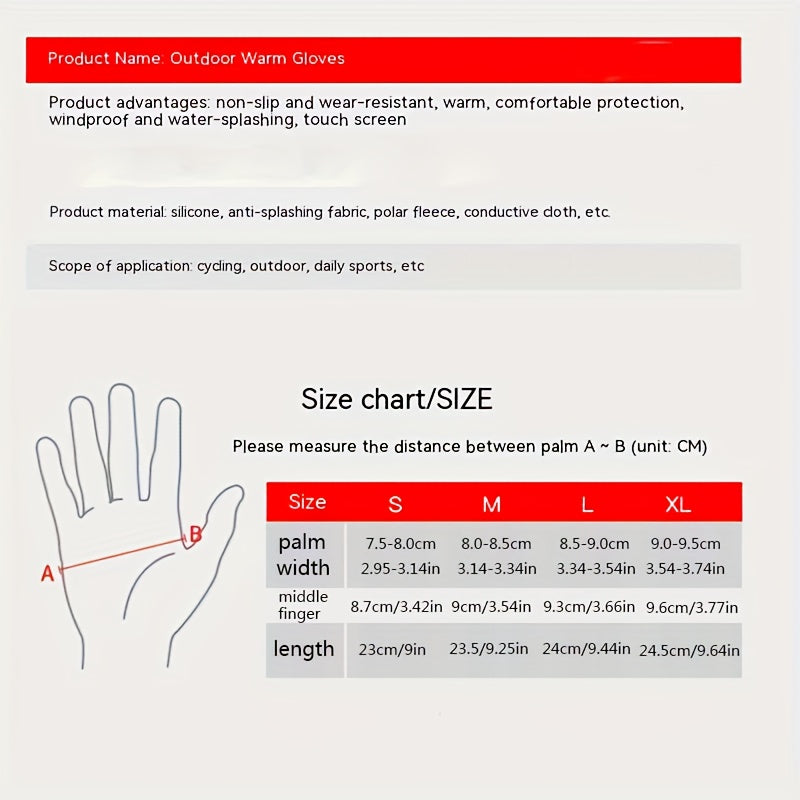 Outdoor Coldproof and Windproof Sports Gloves - Winter Warm Touch Screen Waterproof Gloves for Cycling and Skiing - Unisex
