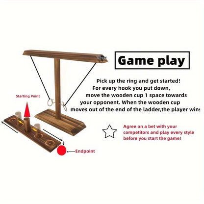 Wooden Hook and Ring Game - Indoor/Outdoor Combat Game for Adults, Perfect for Parties, Booze Fun, and Holiday Gifts