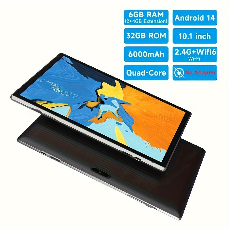 PEICHENG 2024 New 10 Inch Android 14 Tablet - 2GB+4GB RAM, 32GB ROM + 1TB Expandable, RK3326S Quad-Core, Dual-Band 2.4G/5G WiFi, GMS Certified IPS Touch Screen