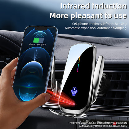 Wireless Car Charger with Automatic Phone Holder – 15W Fast Charging, 360° Rotation, Secure Grip – Compatible with iPhone 14/13/12/11 Pro/Max and Samsung Galaxy S23/S22/S21/S20
