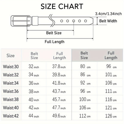 Men's Genuine Leather Cowhide Belt – Fashionable & Classic Casual Belt with Single Prong Buckle for Jeans, Work & Business, Perfect Gift for Dad & Husband
