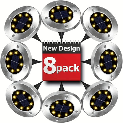 LED Ground Spot Solar Lights – Waterproof Outdoor Landscape Lighting for Pathways, Gardens, and Lawns – Solar Disk Floor Lamps (4/8 Pack)