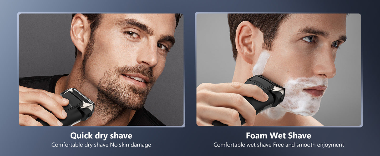 Sejoy Electric Razor for Men – 3-Blade Foil Shaver with 7500 RPM High-Speed Motor & Digital Power Display