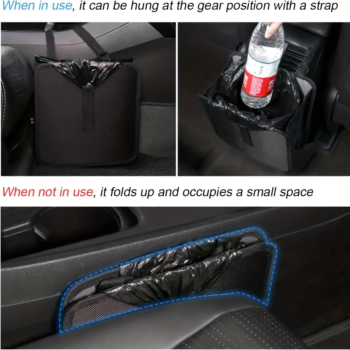 Foldable Car Trash Can – Waterproof, Leakproof Storage Bag with Large Capacity, Car Interior Organizer for Men & Women