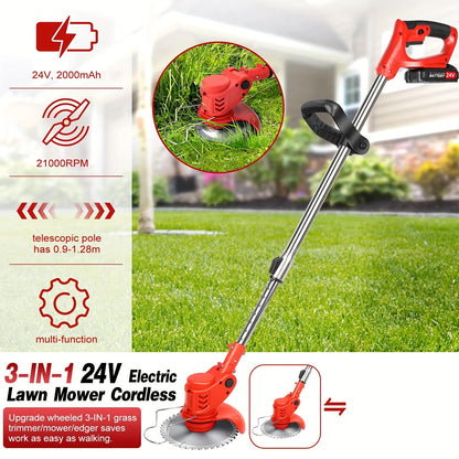 1000W High-Power Cordless Weed Eater - Stainless Steel Electric Brush Lawn Edger, Advanced Grass String Trimmer - Universal, Lightweight Design for Year-Round Lawn Care
